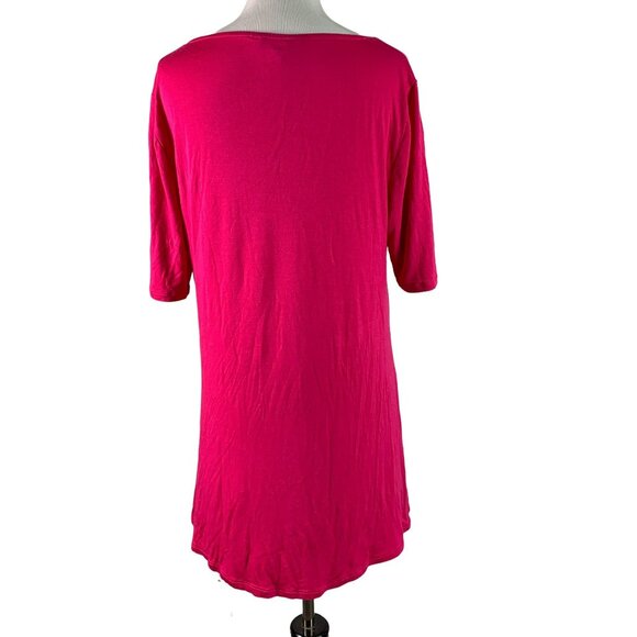 🟣🟣🟣 ELLEN TRACY Womens Size Medium Pink Flowy Short Basic Sleeve Blouse - Picture 2 of 8